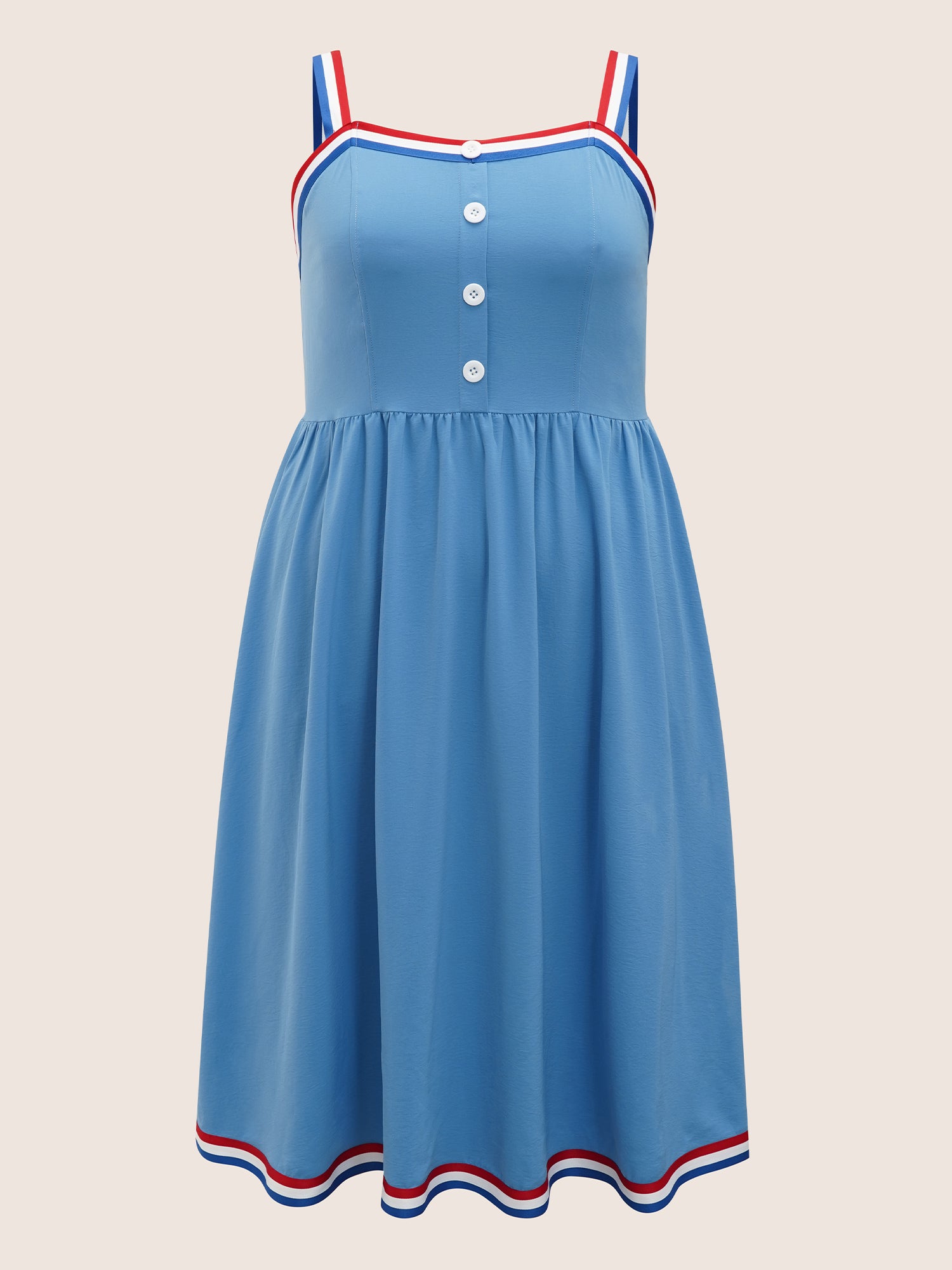 Contrast Webbing Button Detail Midi Dress