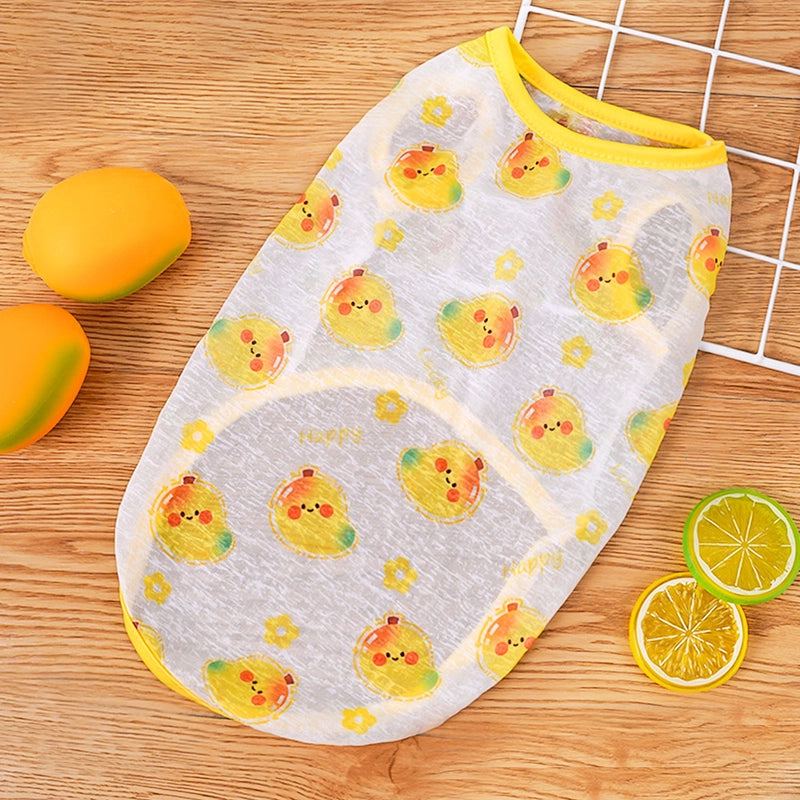 Big Dog Pet Spring And Summer Vest Dustproof Clothes Cat Dog Clothes Supplies Cartoon Fruit Teddy Koki Golden Hair