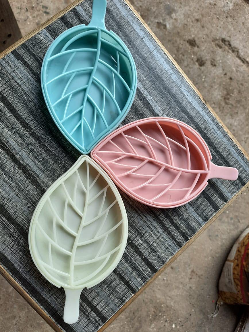 Beautiful Leaf Shape Double Layer Soap Dish Case Holder For Bathroom