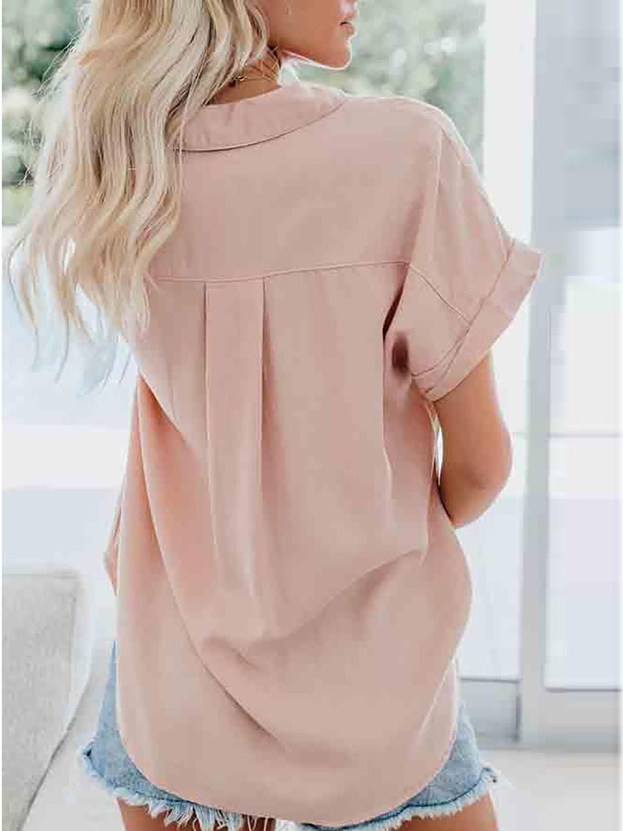 Short-Sleeved Solid Color Tops (4 colors)