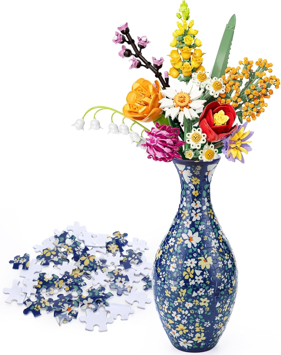 Unique 3D Puzzle - 160 Pieces of Puzzle Flower Vase, Plum Blossom Themed Art Projects Gift