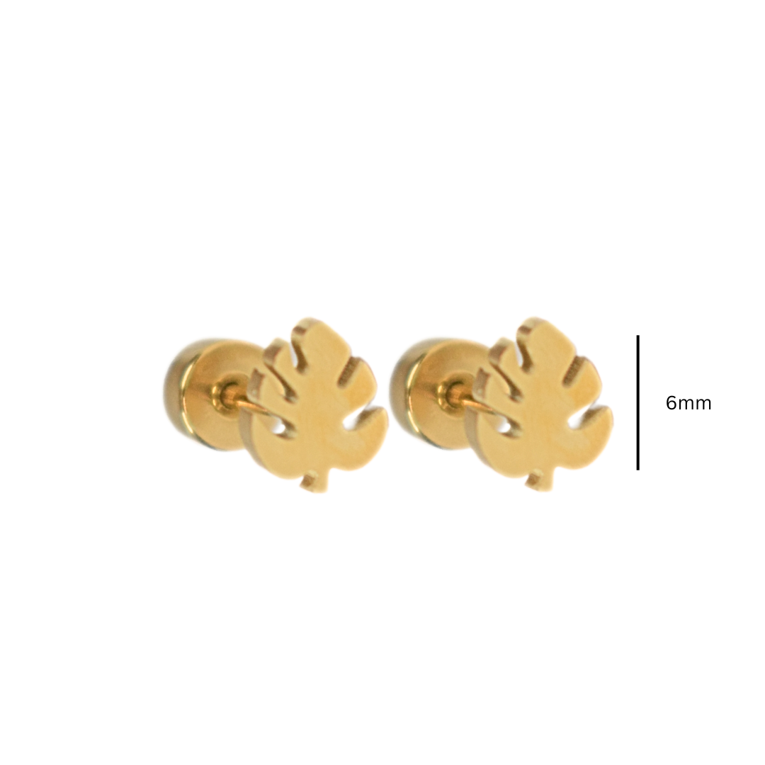 Tiny tropical leaf studs - Silver