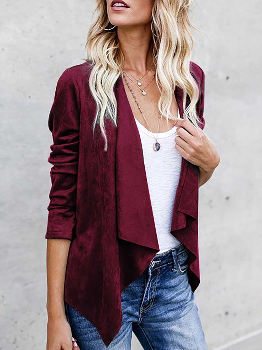 Faux Buckskin Velvet Casual Jacket