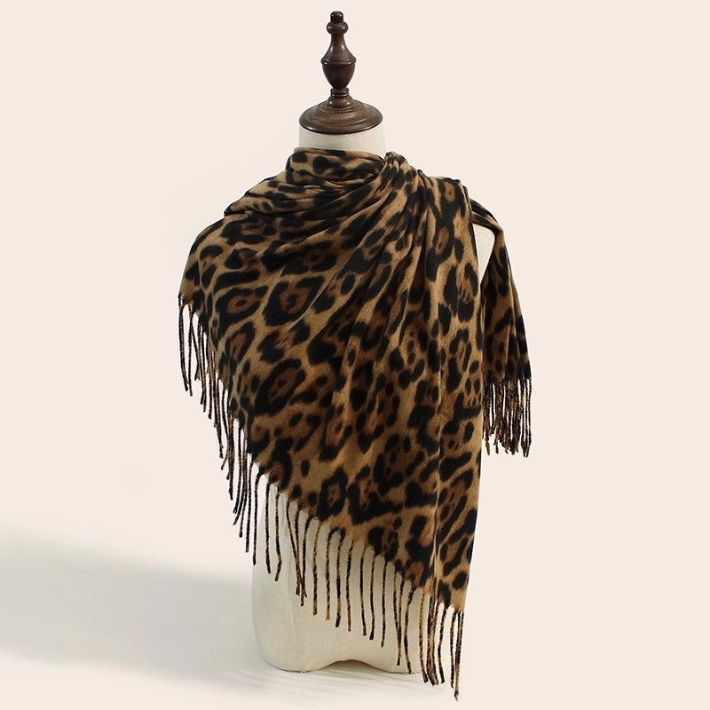 Women's Basic Minimalist Color Block Imitation Cashmere Tassel Scarf