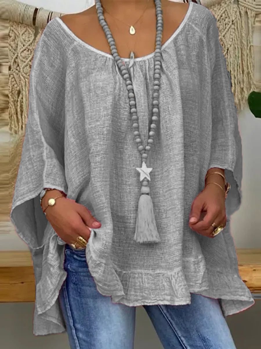 Casual Cotton And Linen Shift Blouse