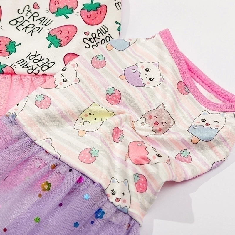 Princess Polyester Letter Cherry Strawberry Pet Clothing