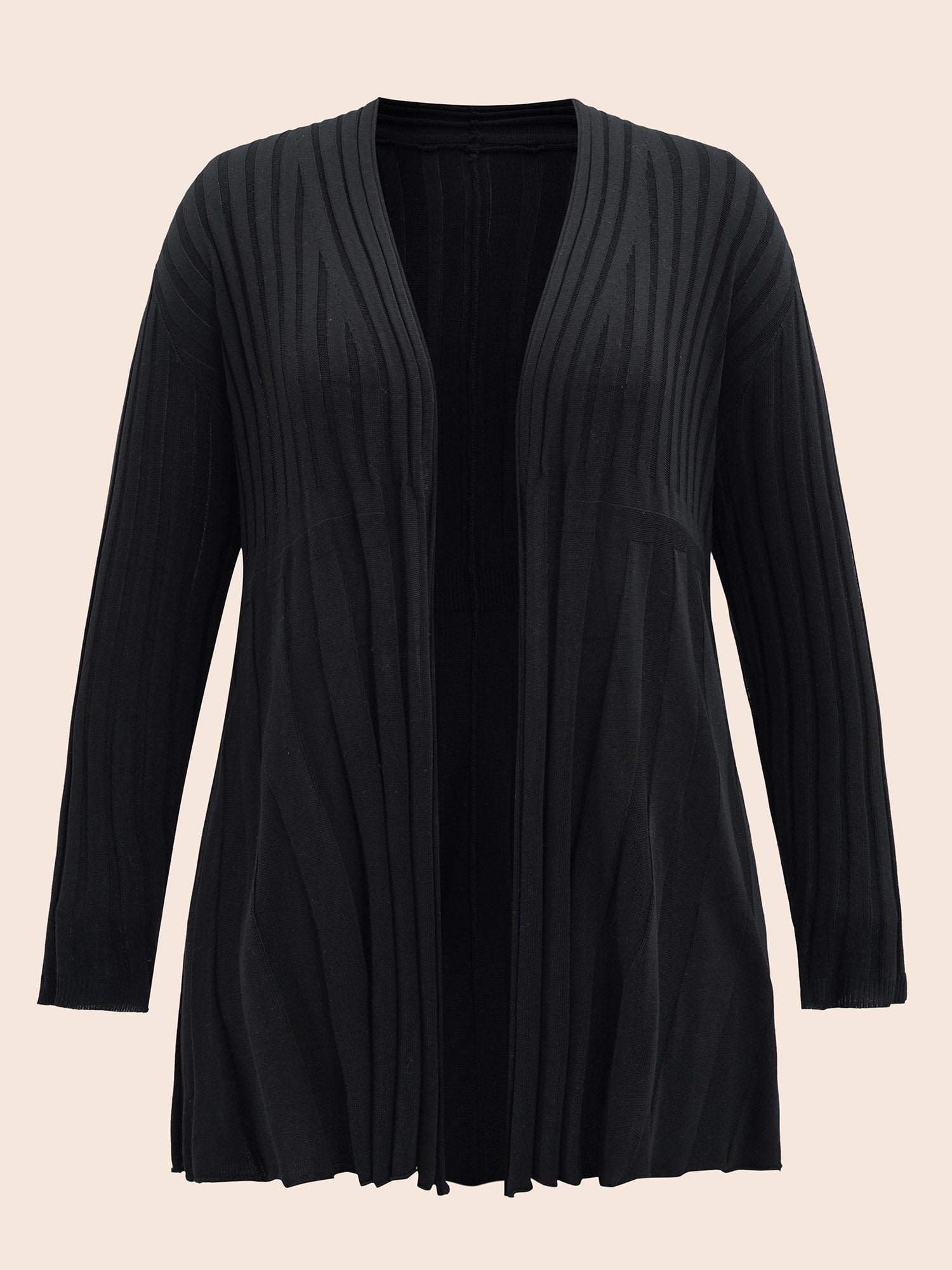 Plain Textured Kimono Collar Cardigan