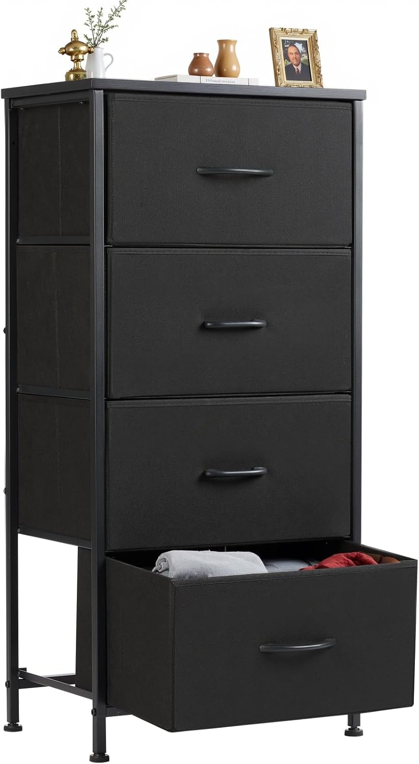 Nightstand Small Bedroom Dresser with 4 Fabric Drawers