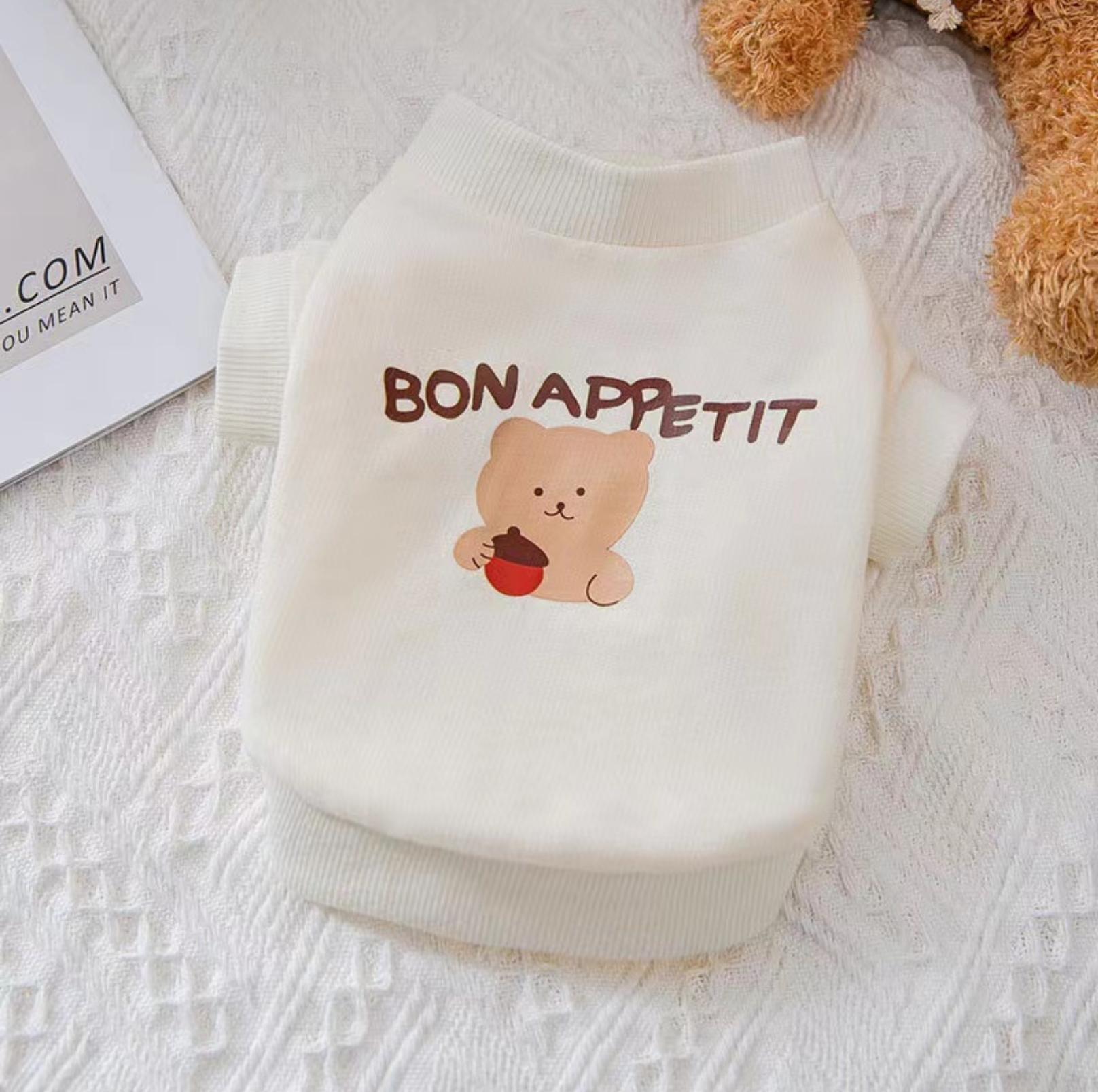 Cartoon Bear Pattern Striped Summer Pet T-Shirt