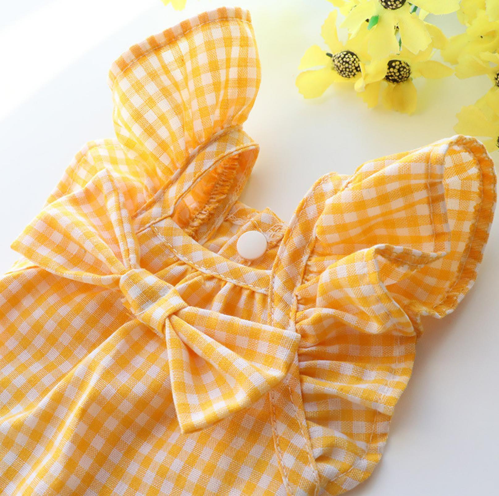 Pet Yellow Checkered Dress