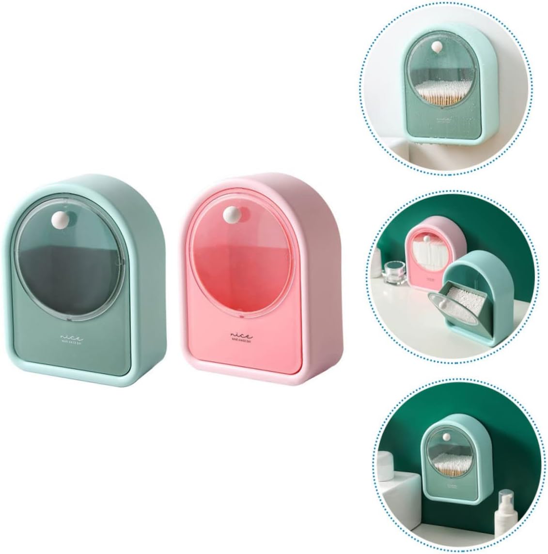 1Pc Cotton Swab Storage Box. Multifunction Cotton Swab Round Dispenser Holder