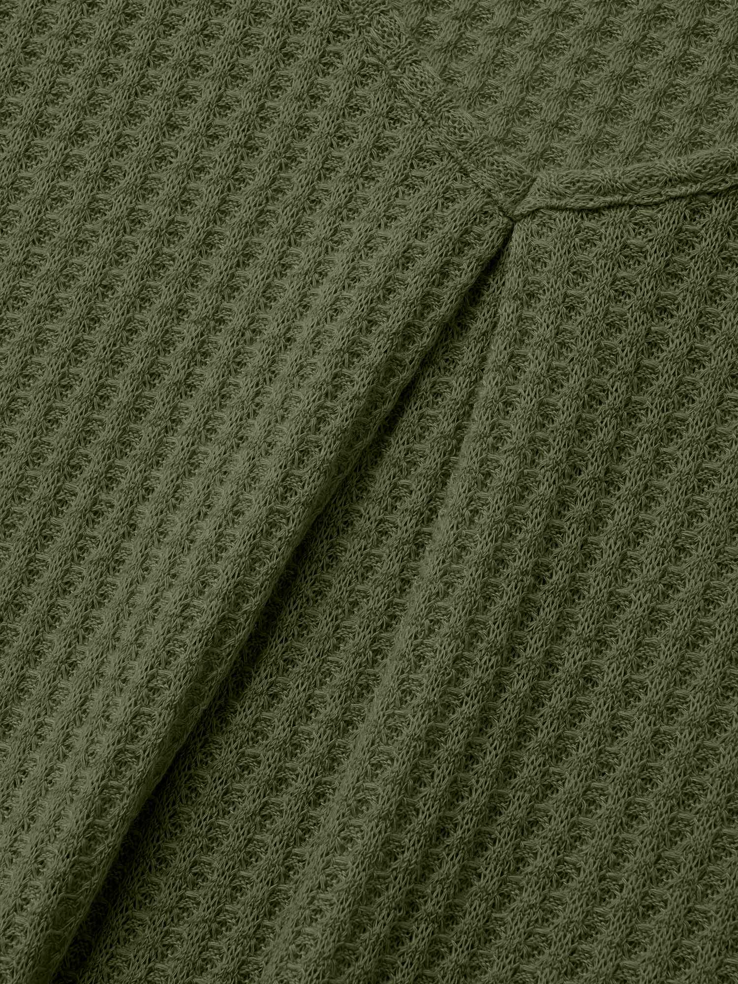 Plain Waffle Knit Scoop Neck Plicated Detail T-shirt