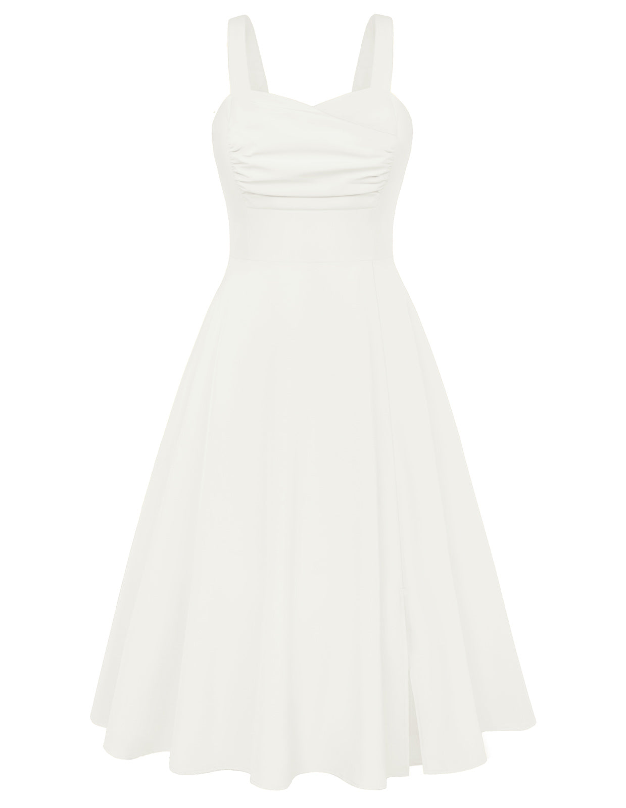 Vintage Floral Patterns Cocktail Dress Sleeveless Spaghetti Strap Ruched Slit A Line Swing Dress with Pockets