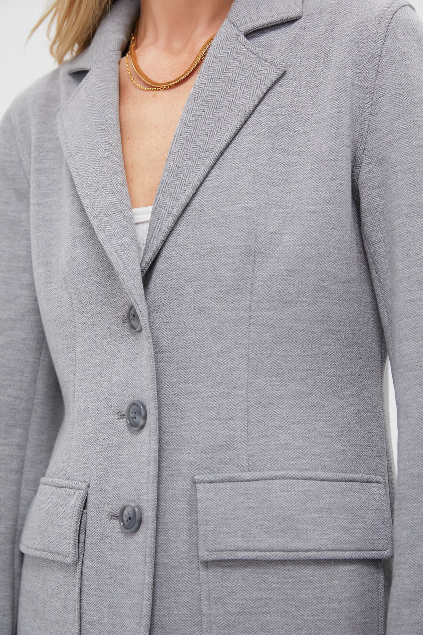 Gray Herringbone Jeanne Travel Blazer