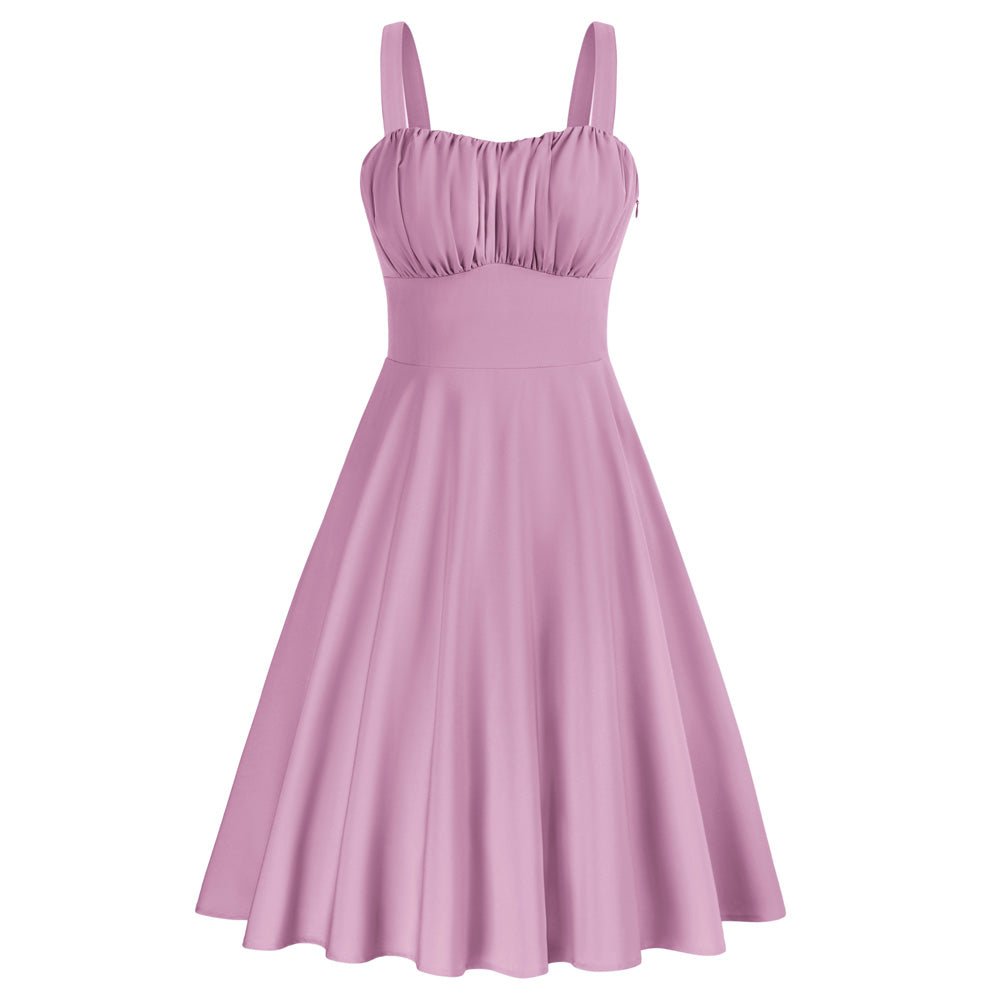 Vintage Floral Two-Way Defined Waist Dress Ruched Bodice Flared A-Line Dress