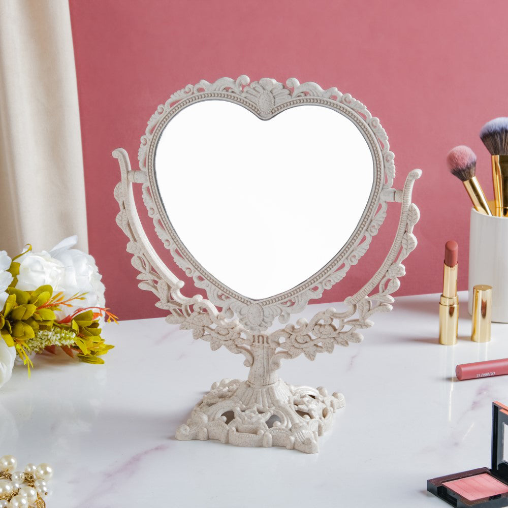 Vintage Heart Double Sided Mirror Ivory