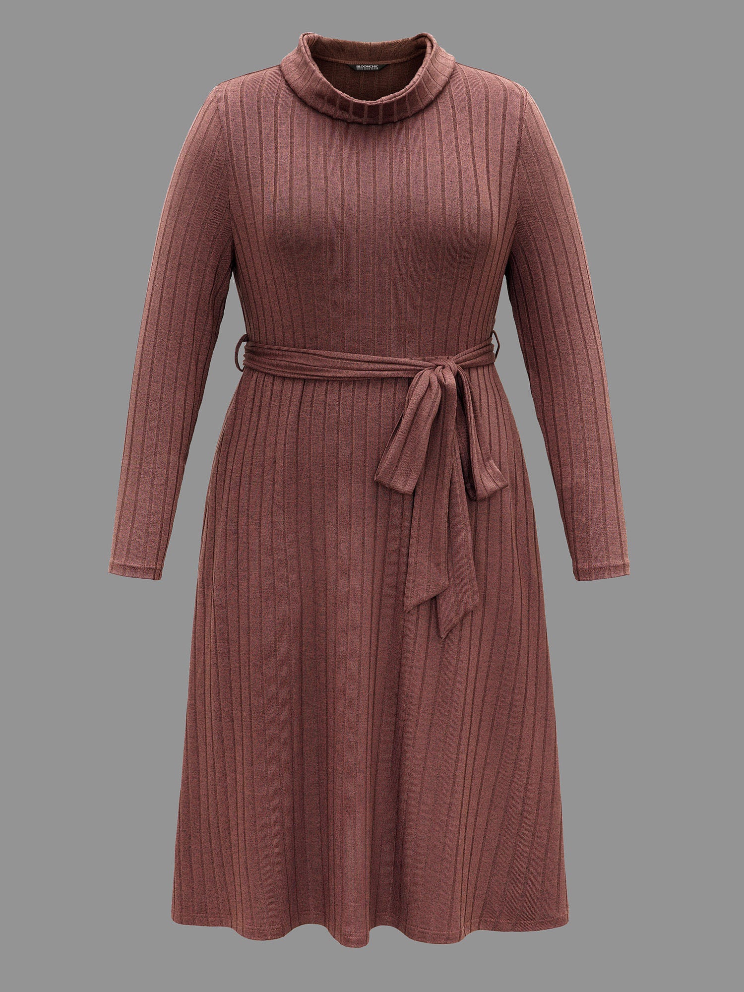 Pit Strip Turtleneck Belted Dress