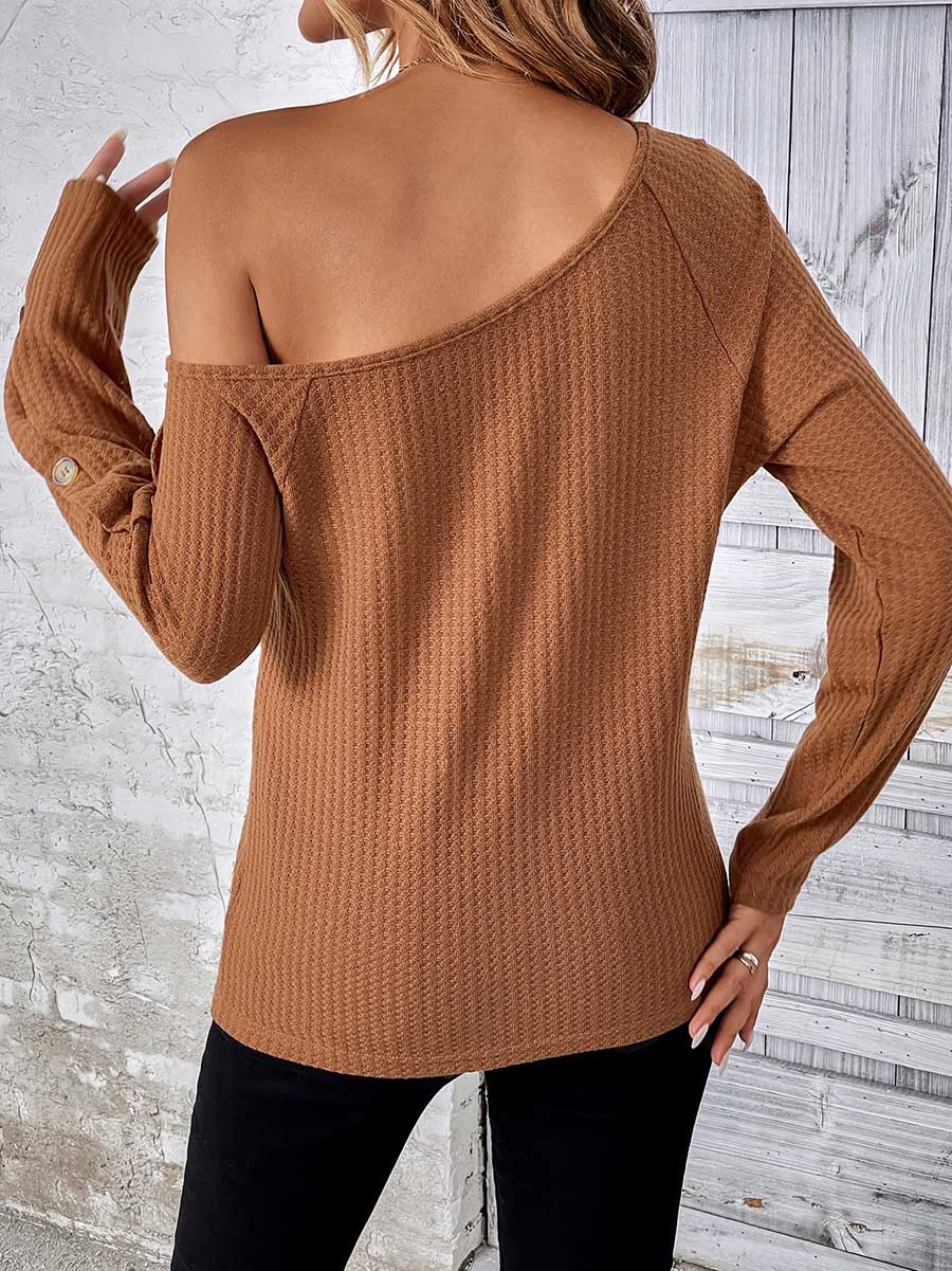 Long Sleeve Knit Slim Strapless Top