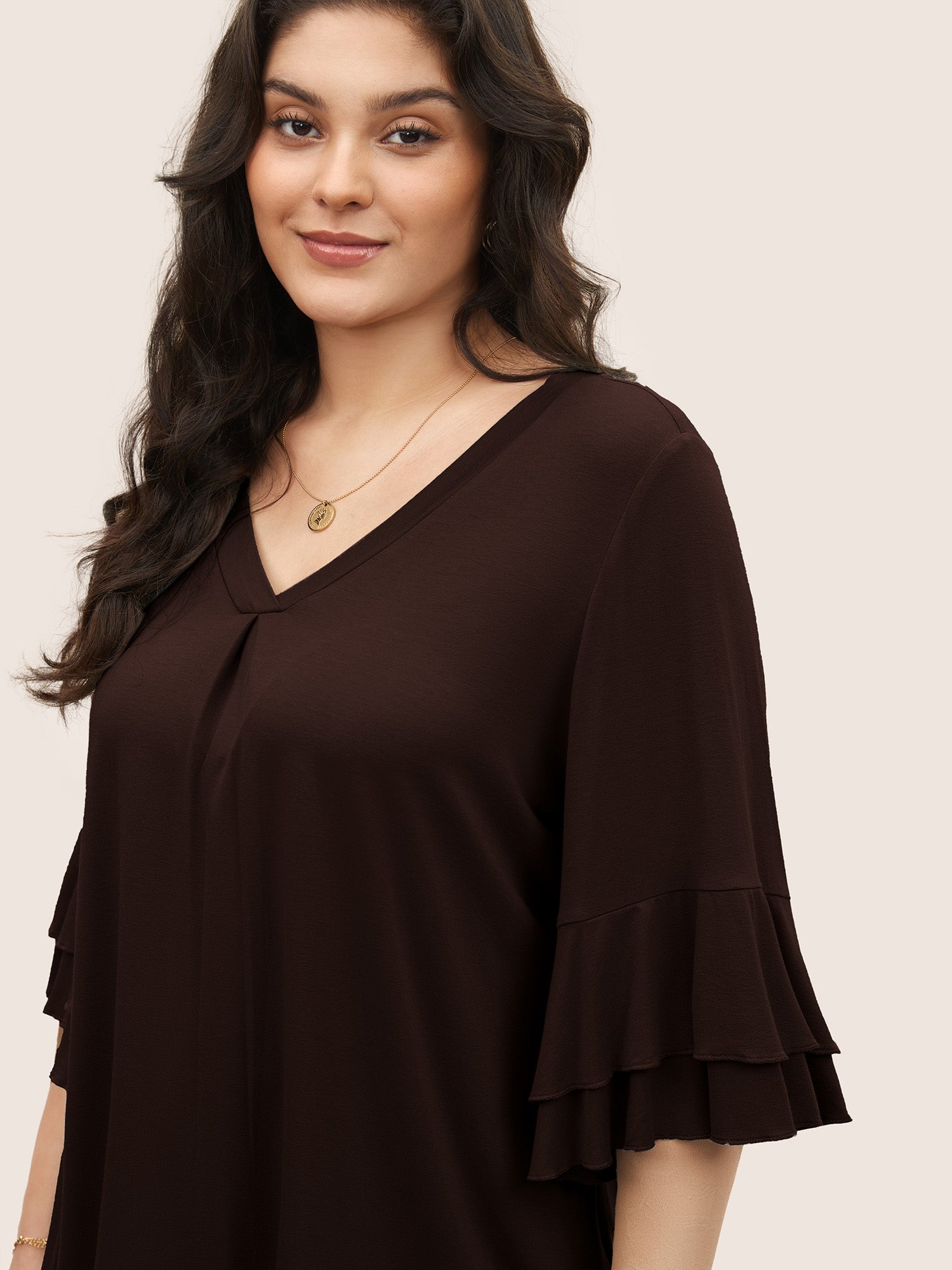 Supersoft Essentials Ruffle Layered Sleeve Pleated T-shirt