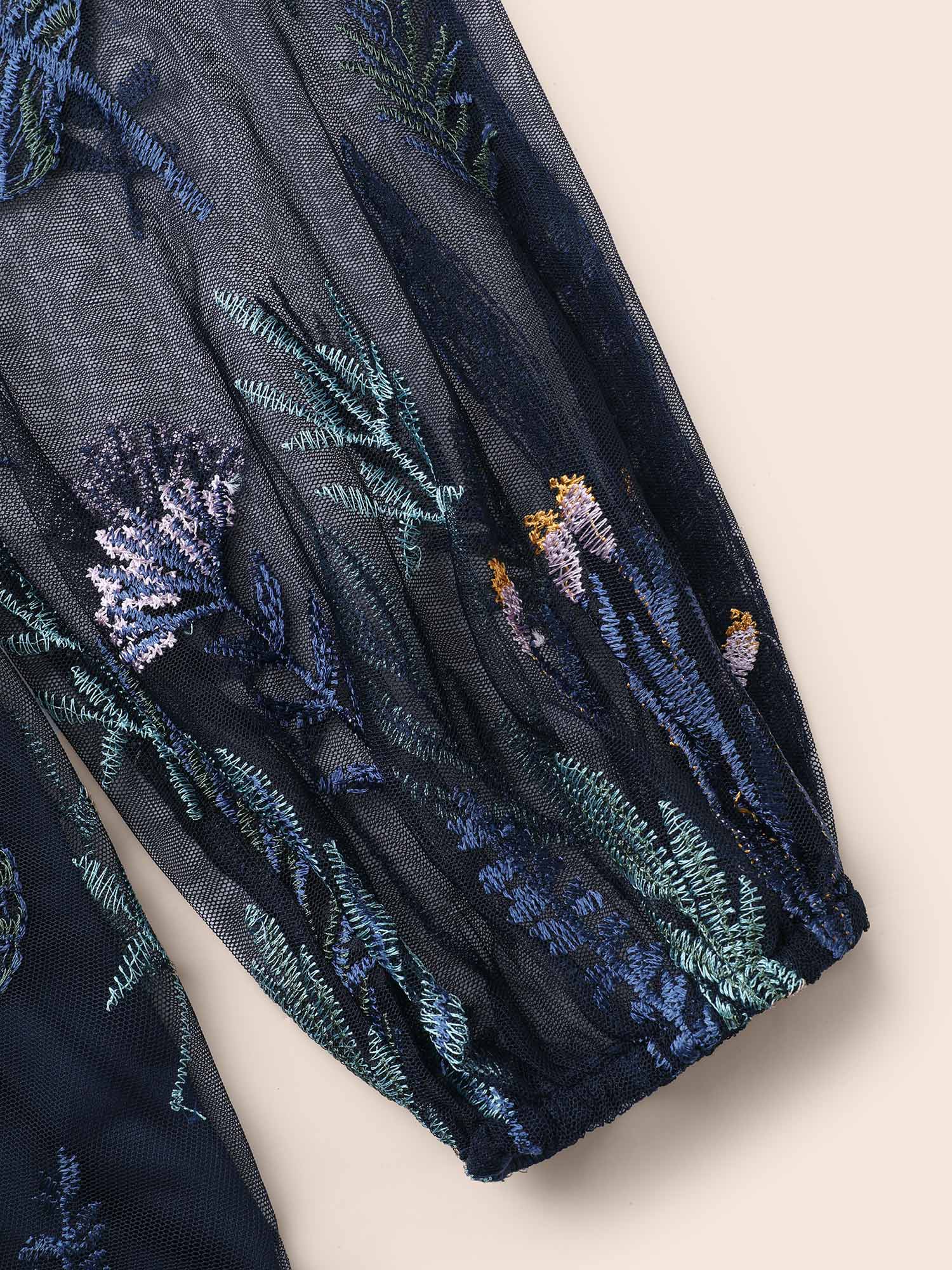 Enchanted Forest Embroidered Elastic Waist Blouse