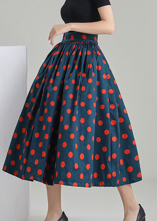Peacock blue dot print cirlce skirts Spring
