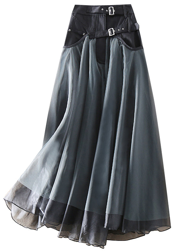 Grey fashion Patchwork Tulle Skirts Spring
