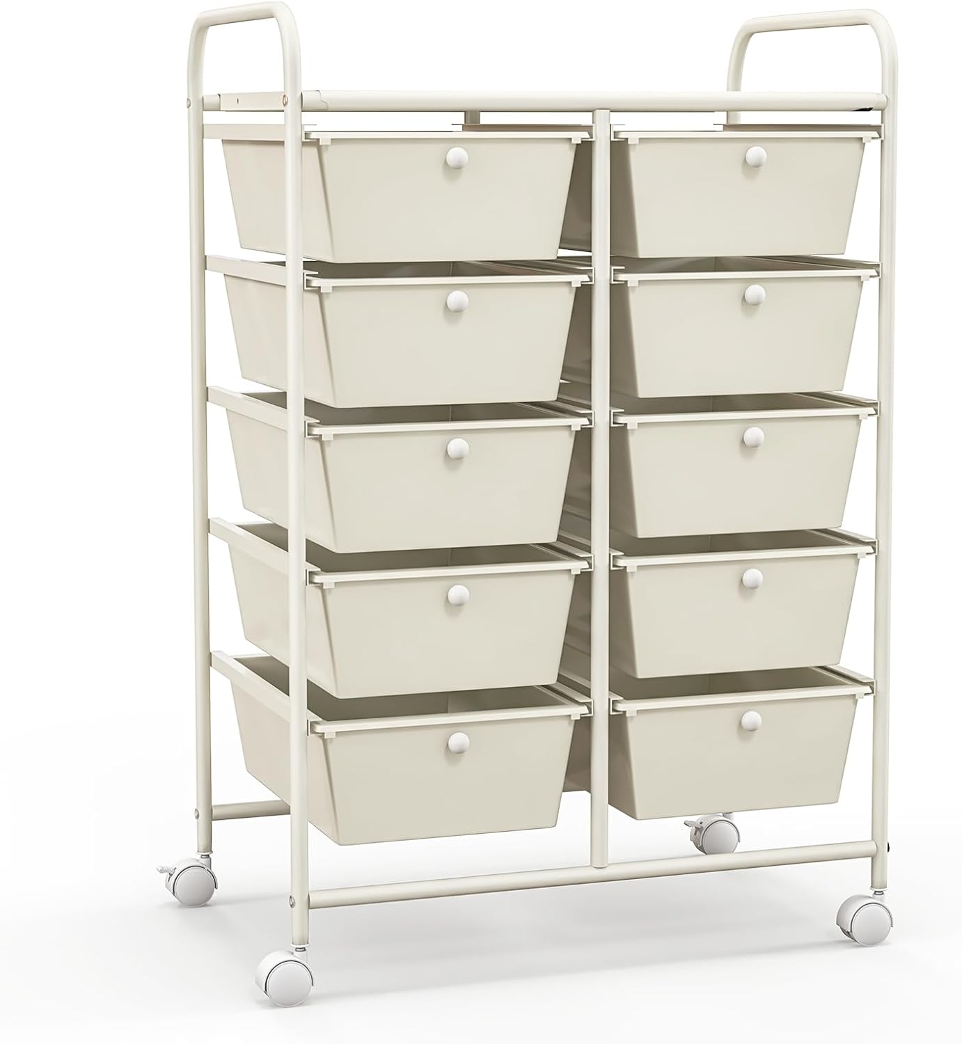 GIANTEX Stackable Storage Trolley with 10 Drawers with Lockable Wheels for Kitchen, Bathroom, Office, 65.5 x 37 x 87 cm