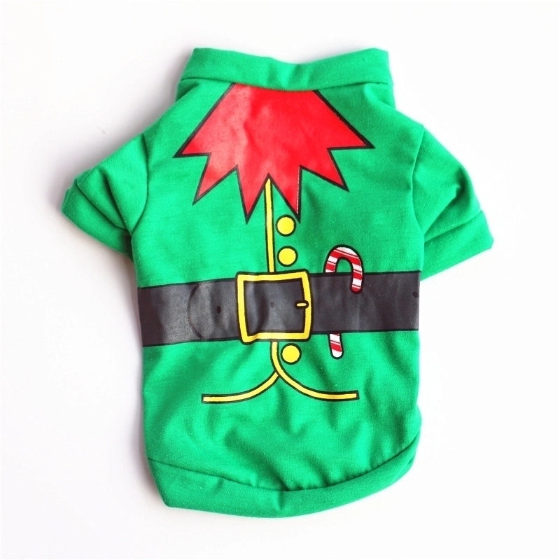 Casual Cotton Christmas Santa Claus Snowman Printing Pet Clothing 1 Piece