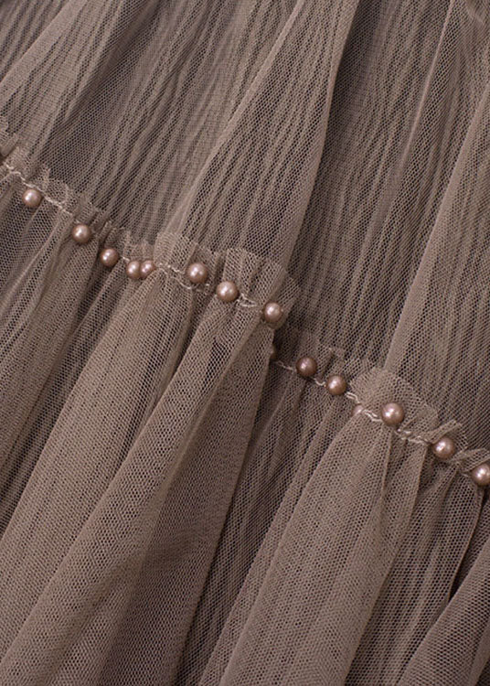 Grey Nail bead Patchwork asymmetrical design Fall Skirt