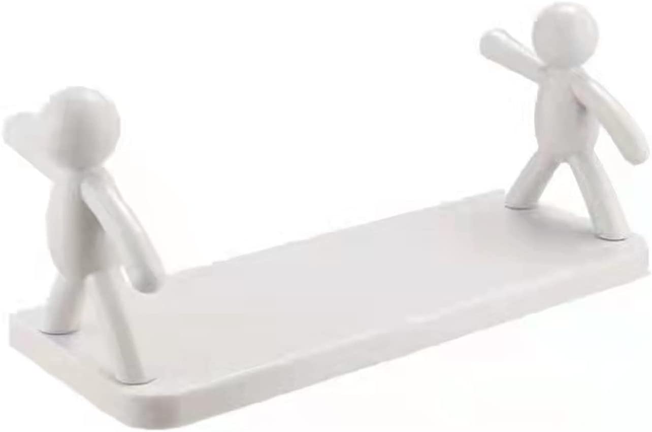 Wall Hanging Storage Shelf. Punching-Free Storage Rack For Kitchen & Bathroom (White)