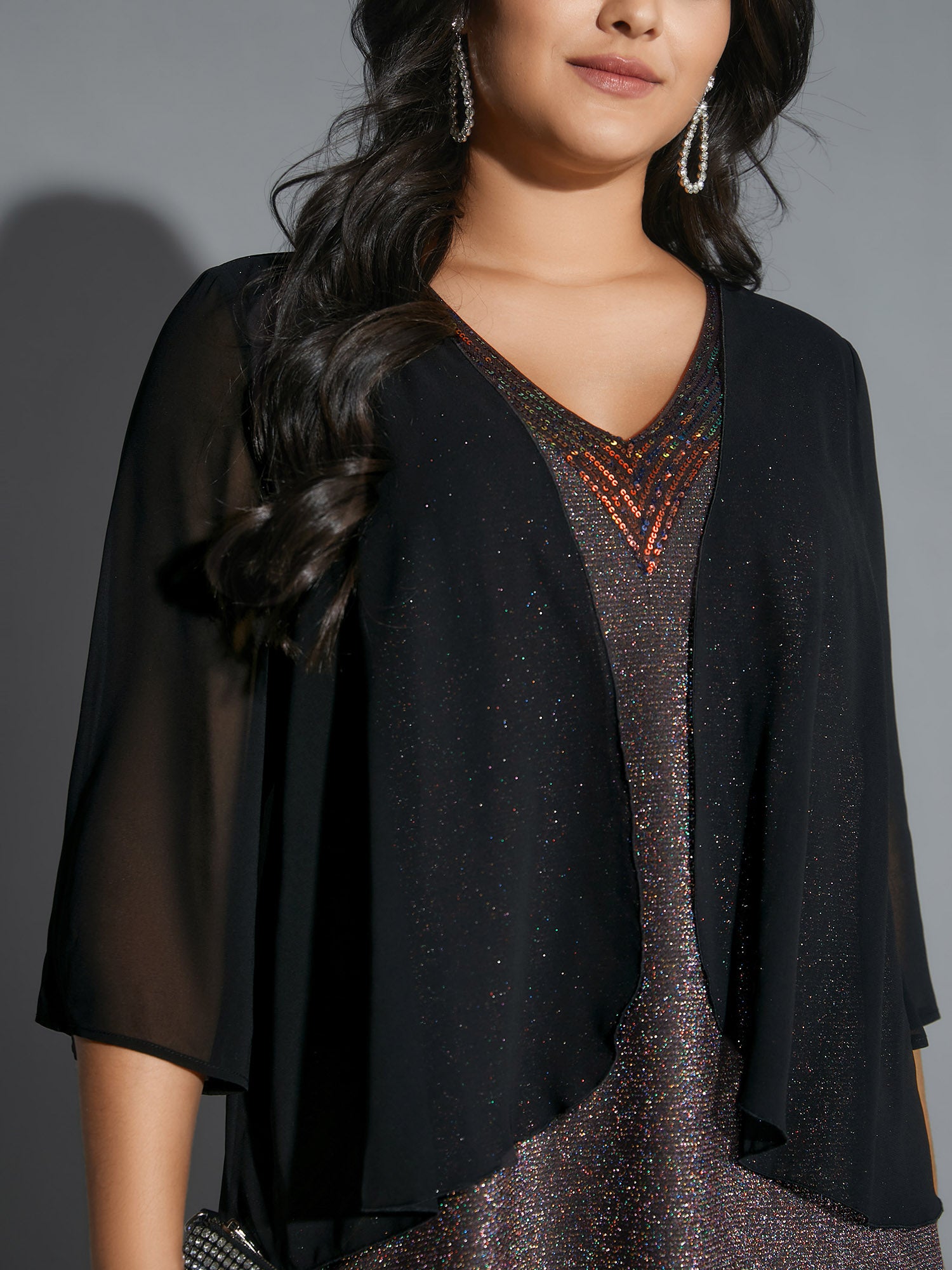 2-In-1 Sequin Patchwork Mesh Dress