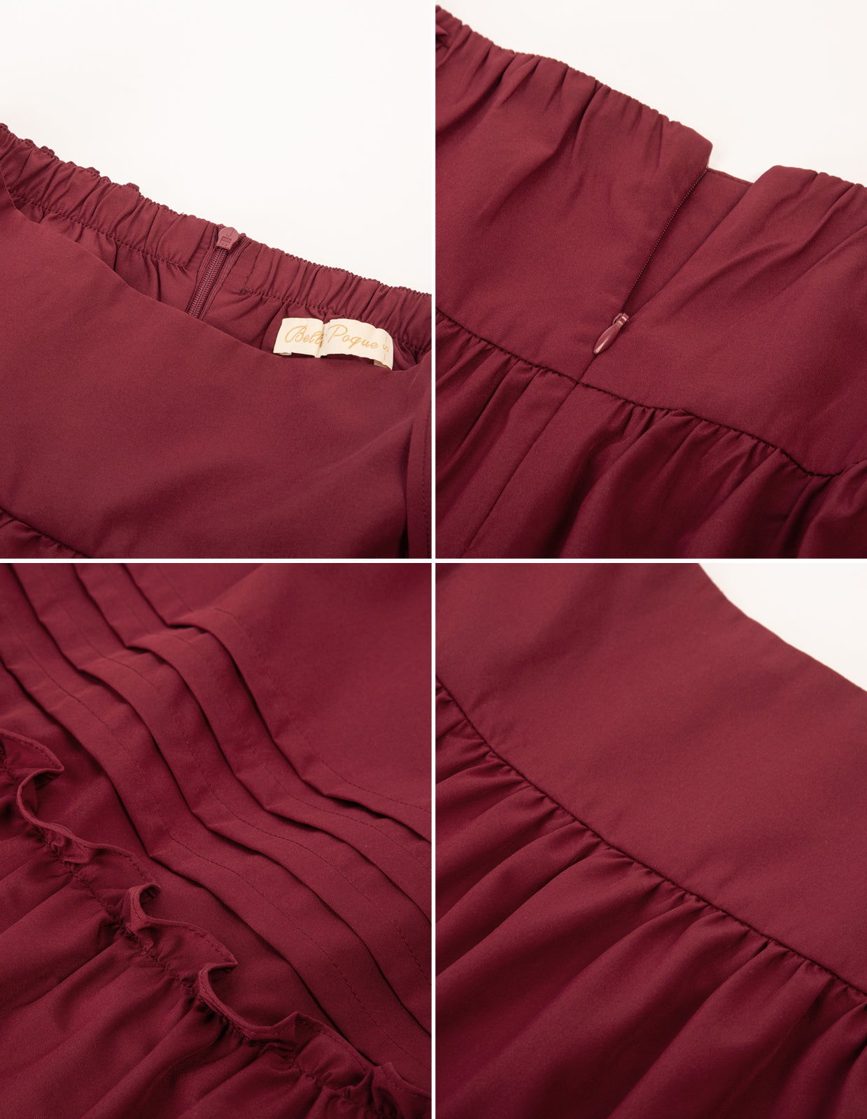 Belt Decorated Skirt Elastic High Waist Tiered  A-Line Skirt