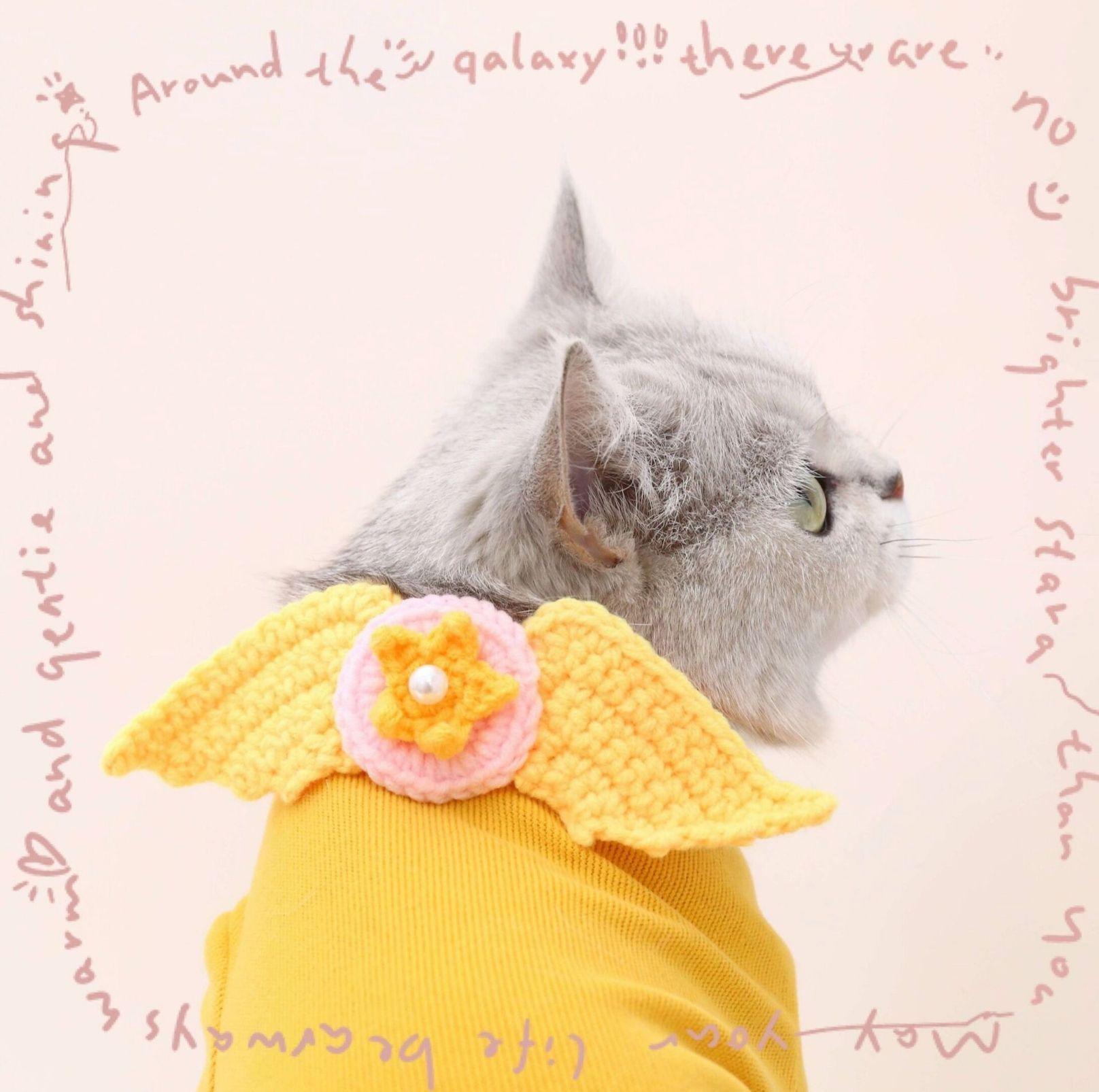 Hand Knitted Thread Wing Adjustable Collar