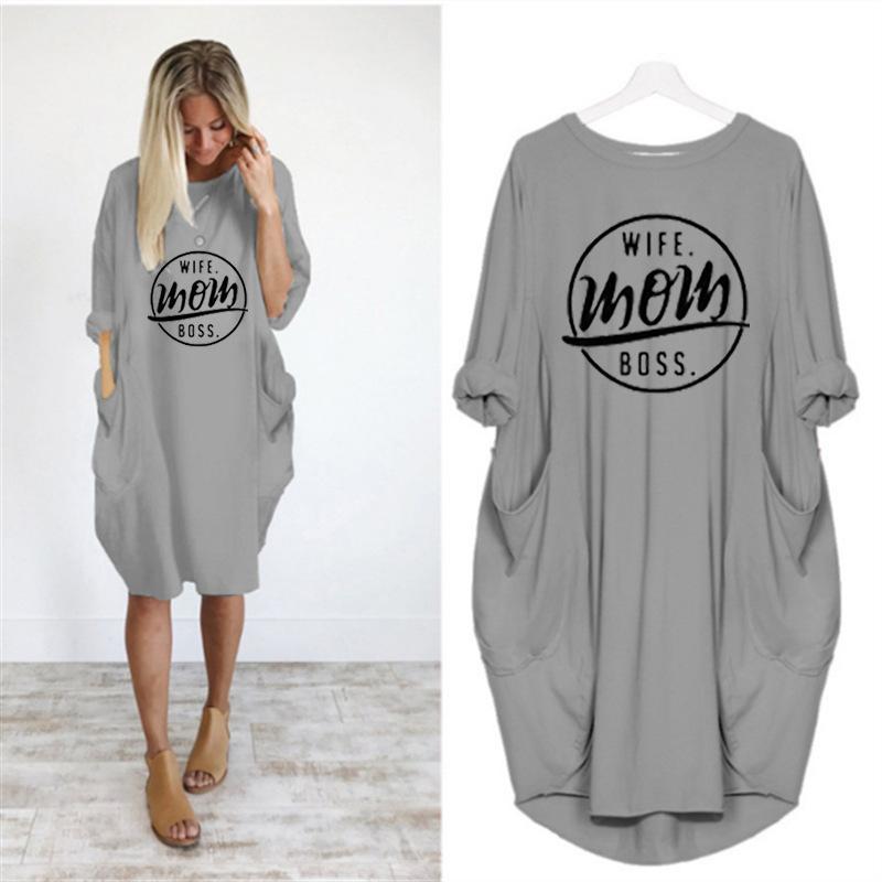 Wife-Mom-Boss Printed Dress