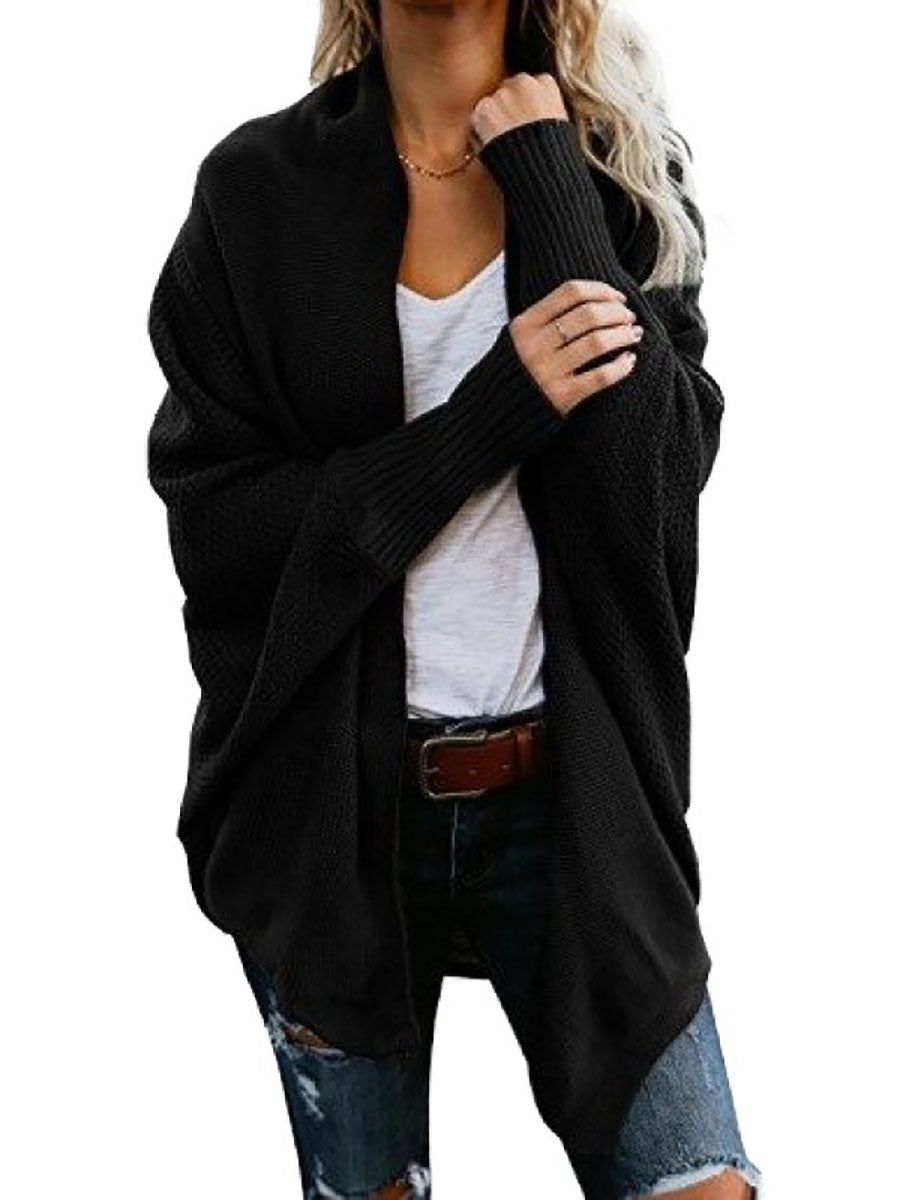 Bat sleeve plus size long knitted cardigan sweater13 colors
