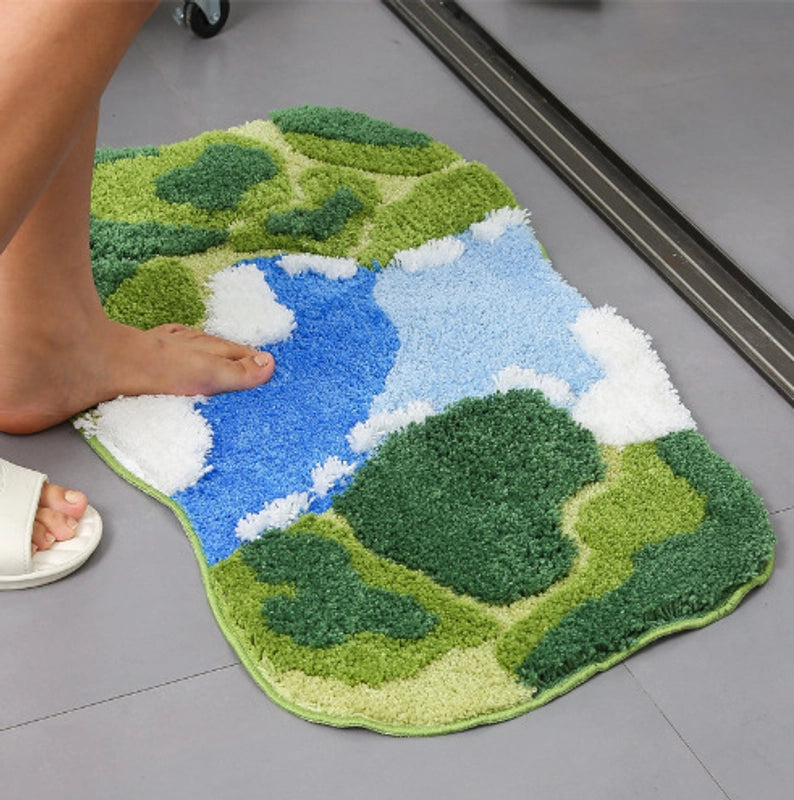 Casual Elegant Floral Flocking Polyester Carpet Bathing