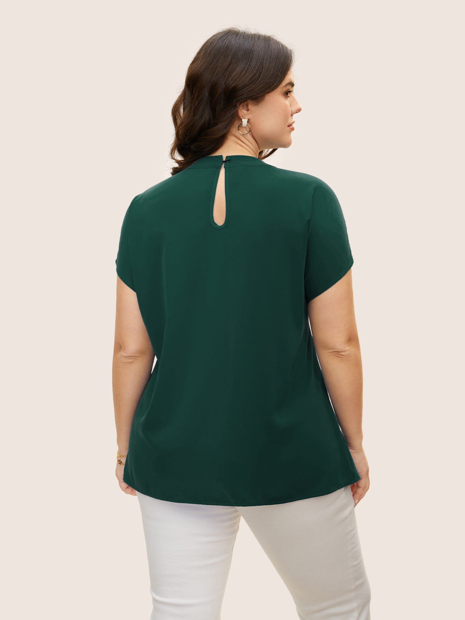 Twist Front Pleated Dolman Sleeve Blouse