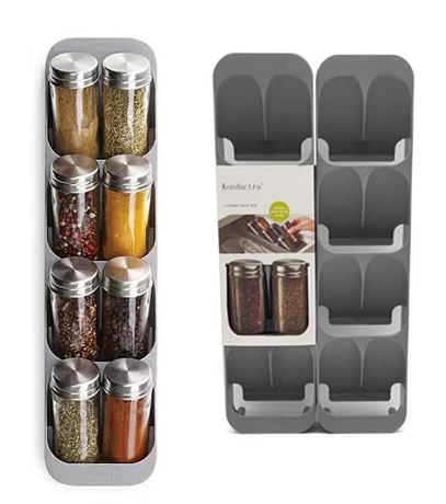 Kitchen Drawer Compact 8 Grids Spice Jar Organizer