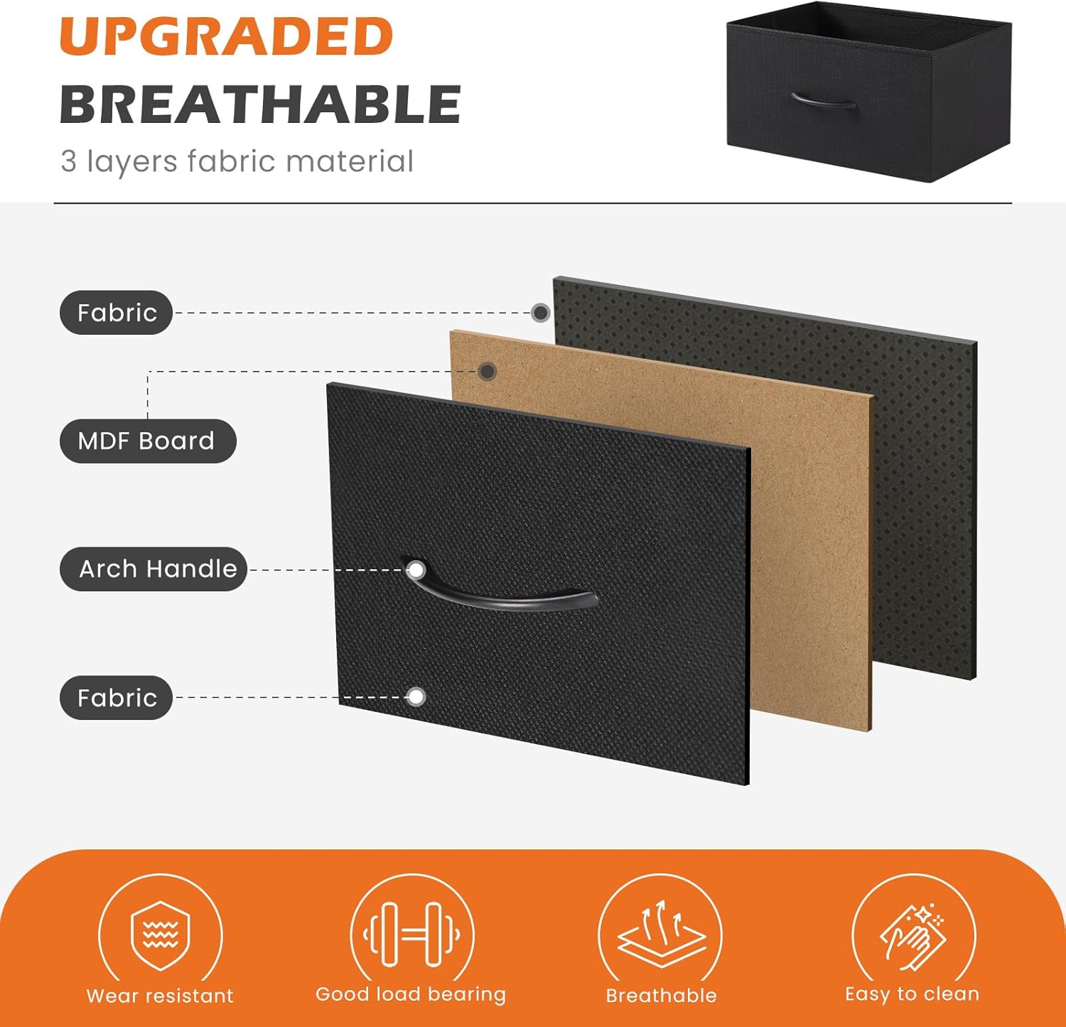 Nightstand Small Bedroom Dresser with 4 Fabric Drawers