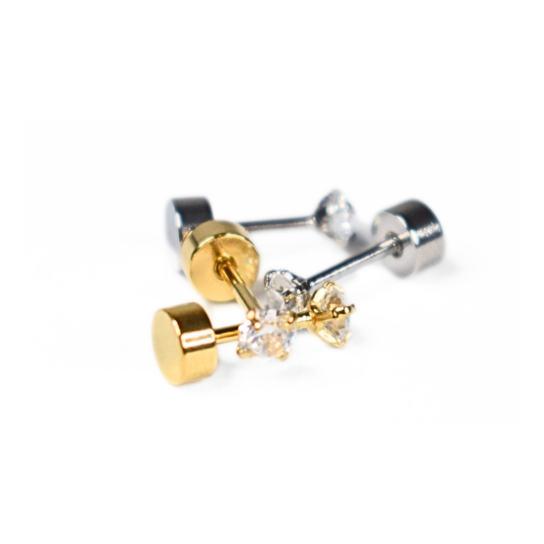 Tiny Diamond style studs - Gold