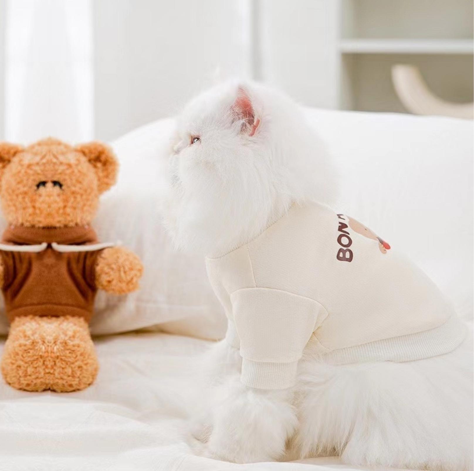 Cartoon Bear Pattern Striped Summer Pet T-Shirt