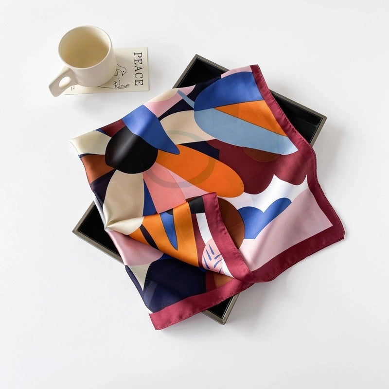 Women's Classical Leaves Flower Polyester Printing Silk Scarf