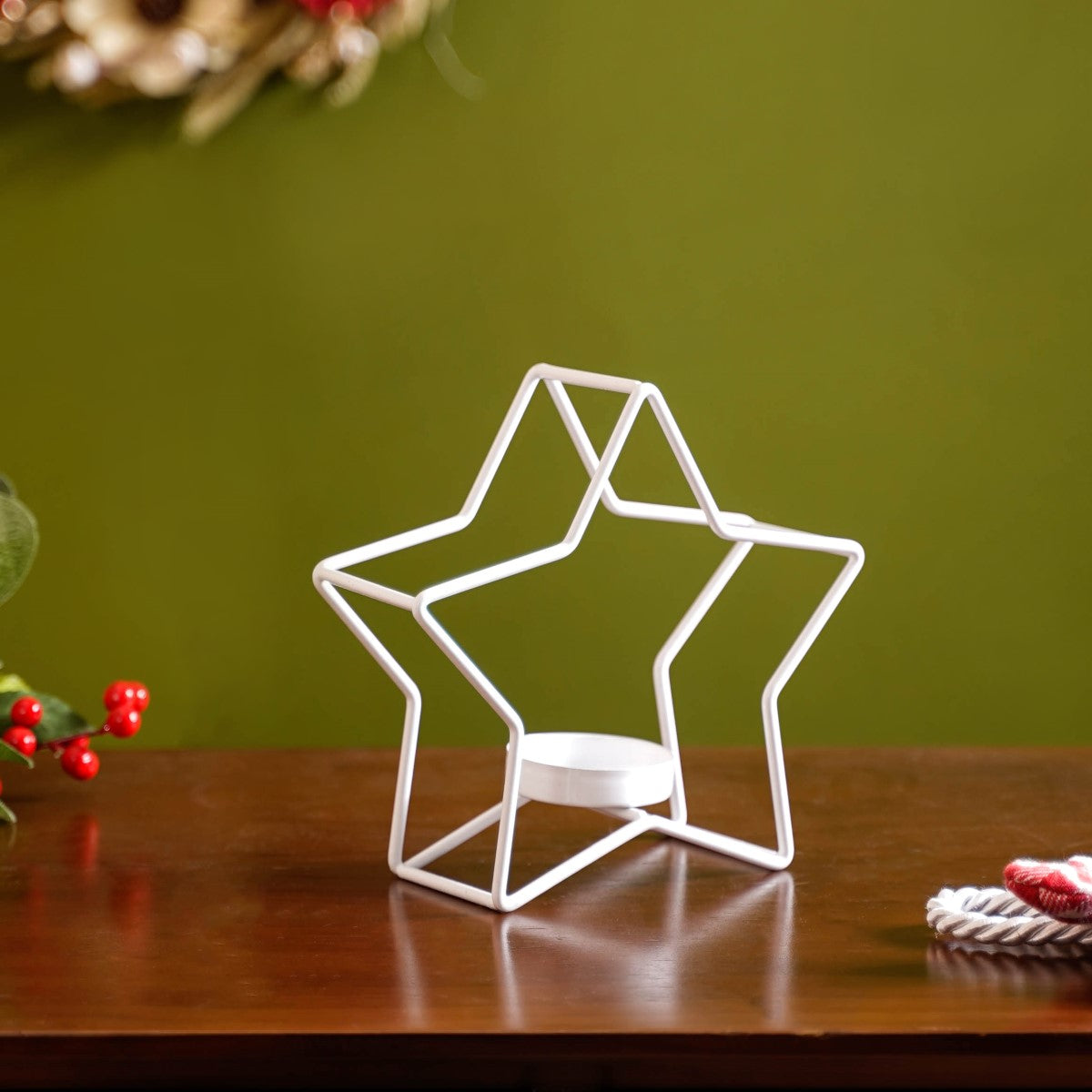 Star Candle Holder Set of 2 Off White