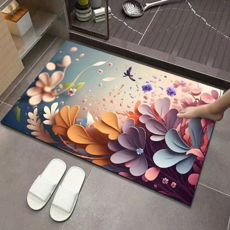 3D Oil Painting Diatom Mud Absorbent Floor Mat Non-slip Floor Mat Bathroom Door Quick-drying Bathroom Carpet Bathroom Floor Mat