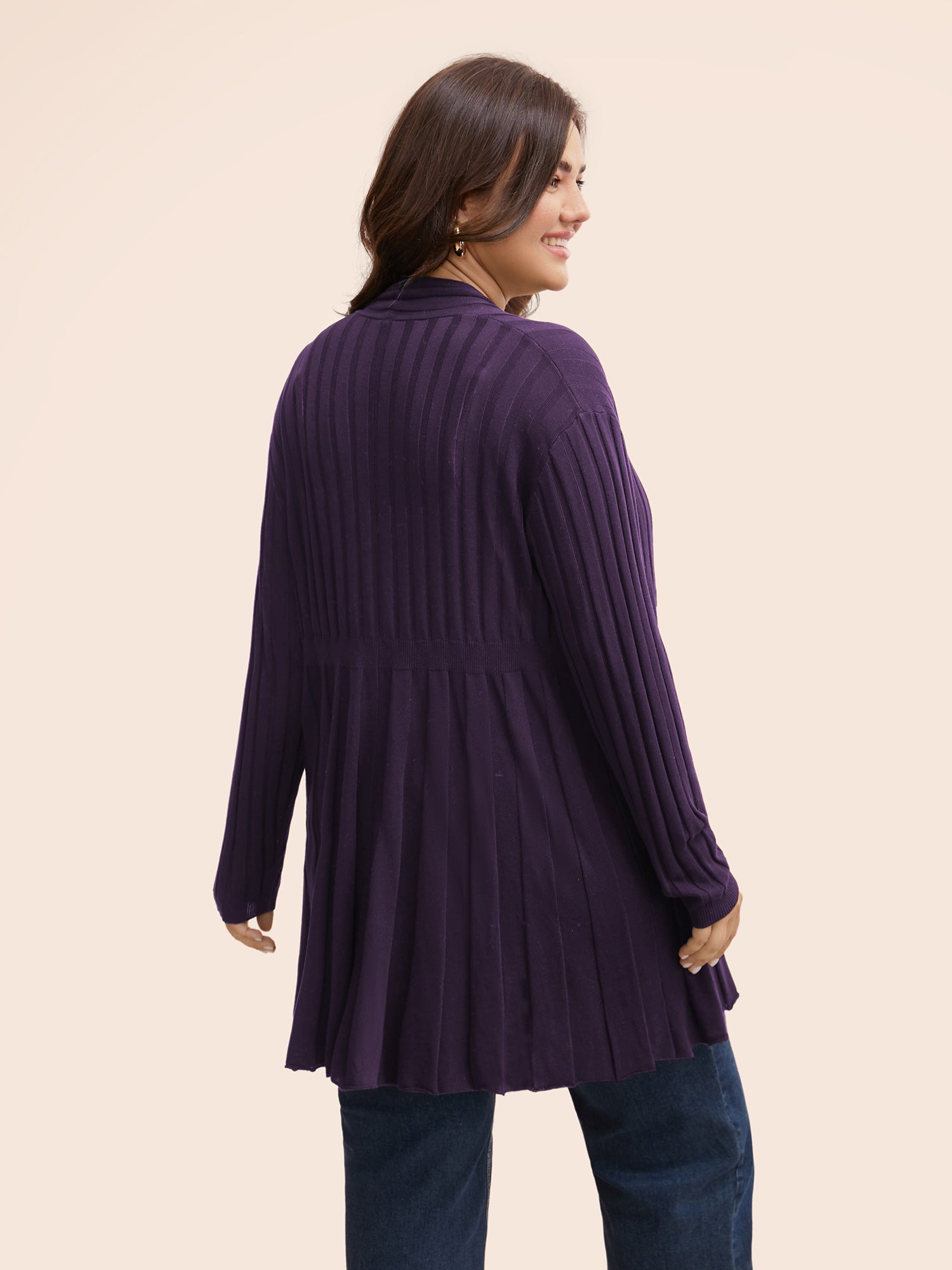 Plain Textured Kimono Collar Cardigan