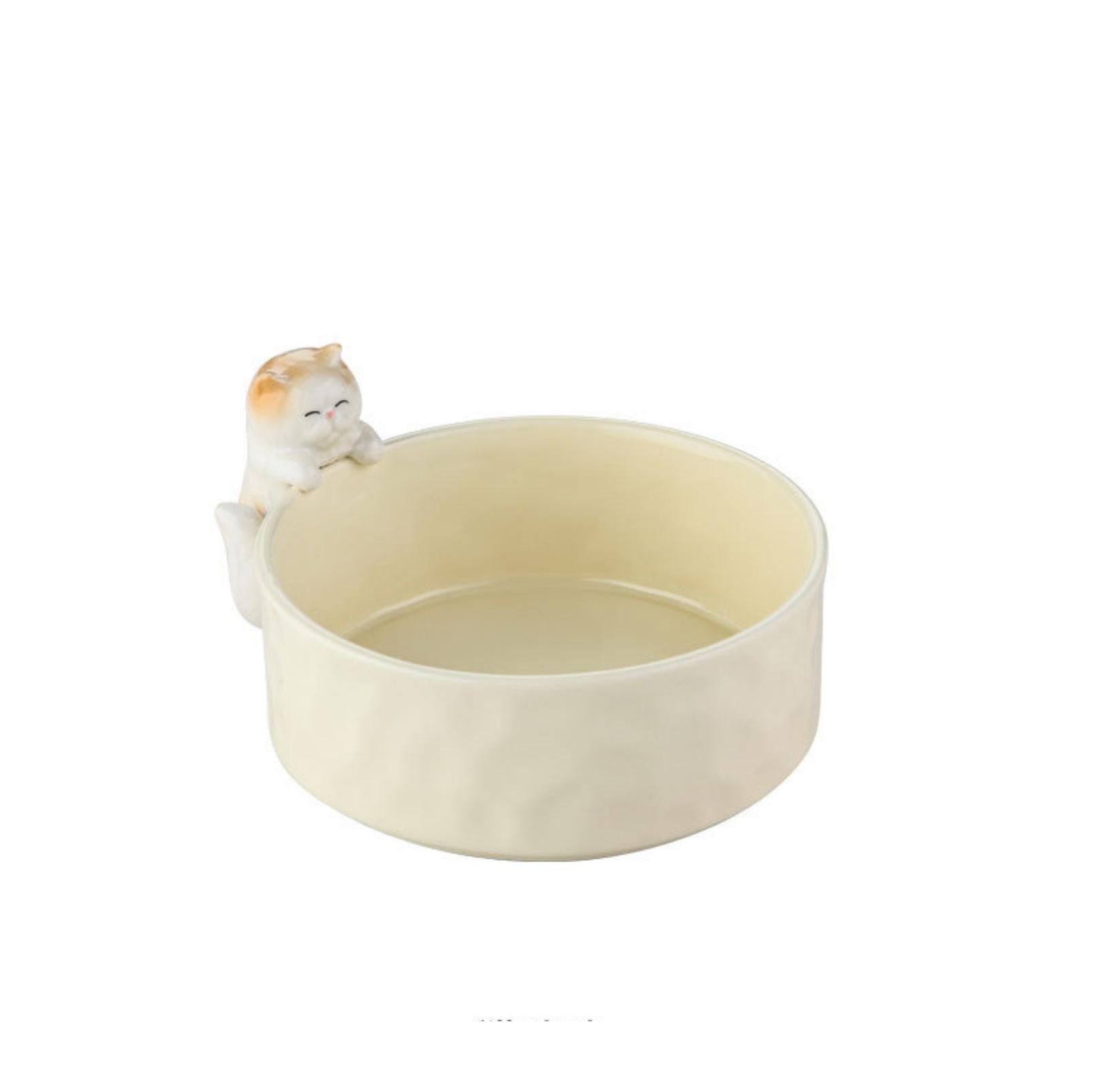 Nordic-style 3D Sculpture Ceramic Cat and Small Dog Bowl