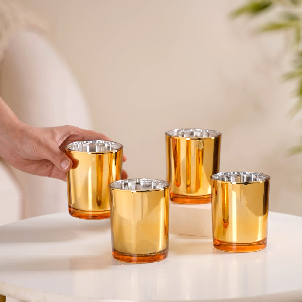 Gold Glass Votive Candle Holder Set Of 4