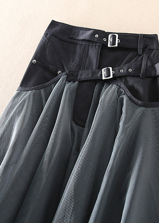 Grey fashion Patchwork Tulle Skirts Spring