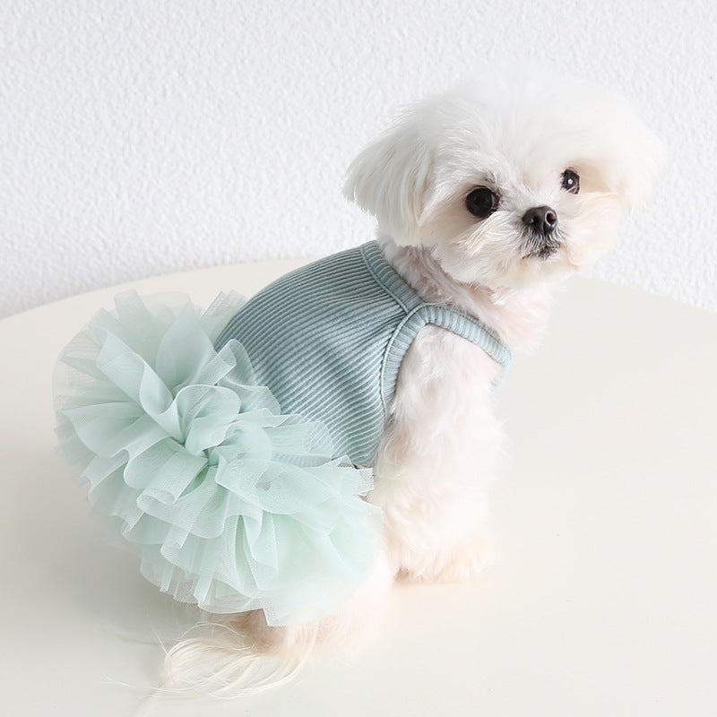 Multi-color Cotton Dog Cat Lace Dress