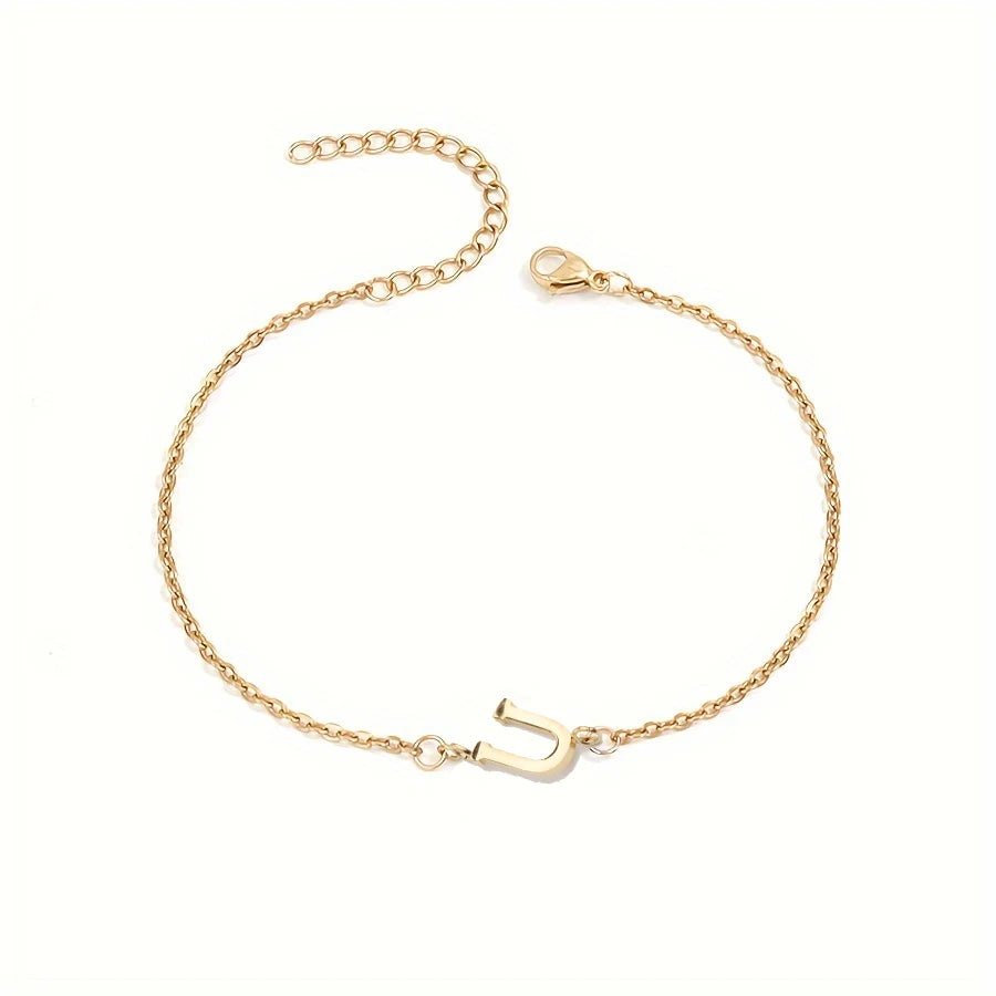 Dainty Feminine Letter Initial Chain Bracelet